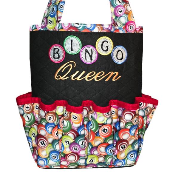Hand crafted by ME Bingo Queen Bingo Bag for 12 exterior bush or dauber pockets - Picture 1 of 7